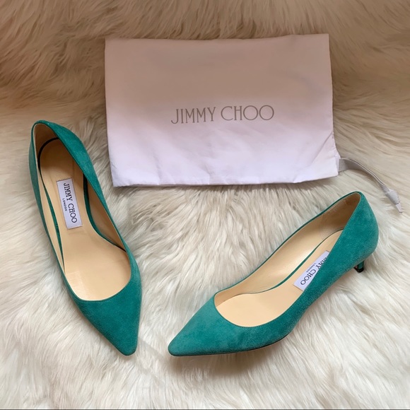 Jimmy Choo Shoes - JIMMY CHOO Romy 40 Emerald Suede Pumps